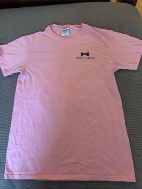 Simply Southern Light Pink Short Sleeve Tee with Bow Logo